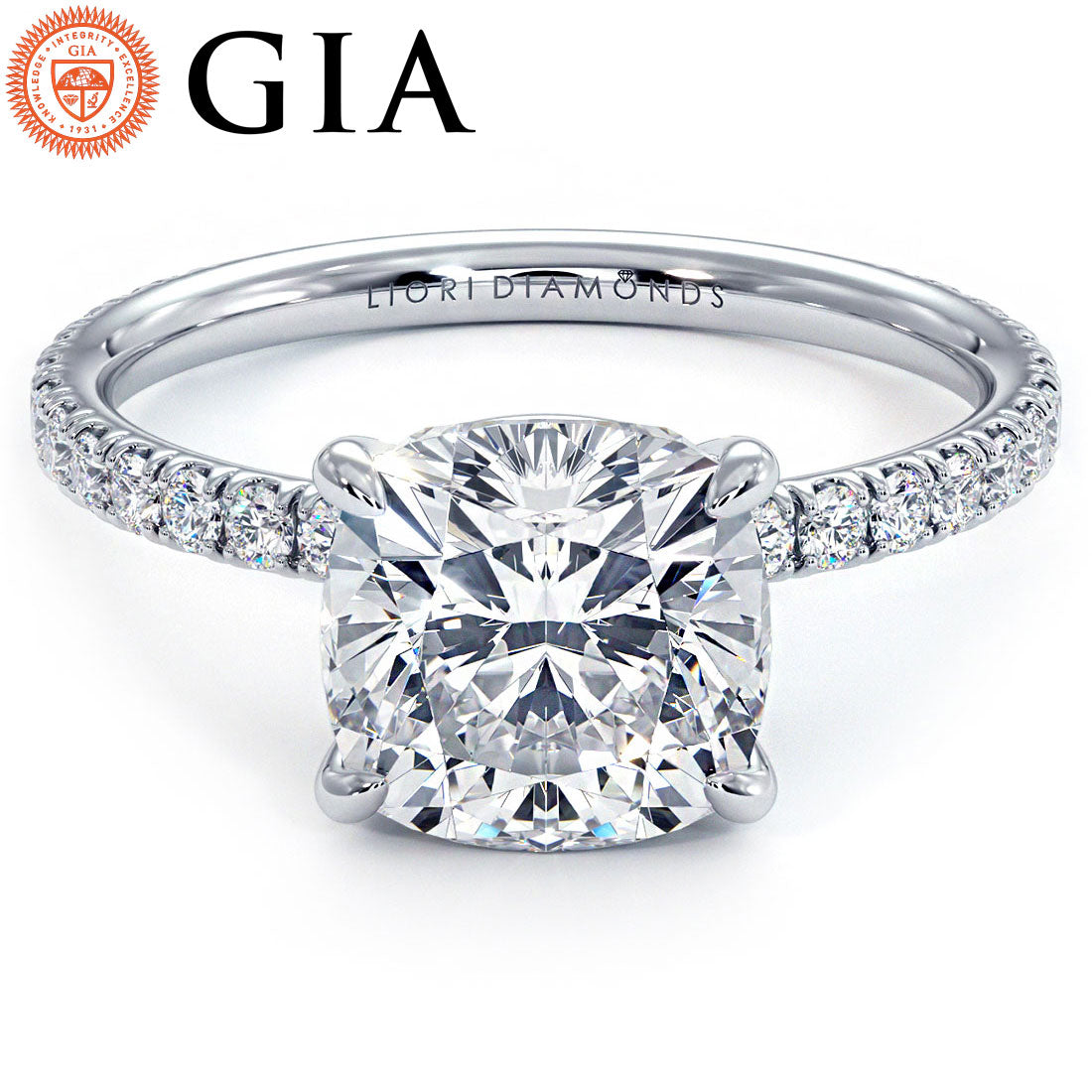 2 Carat Cushion Cut Wire Basket Petite Micropavé