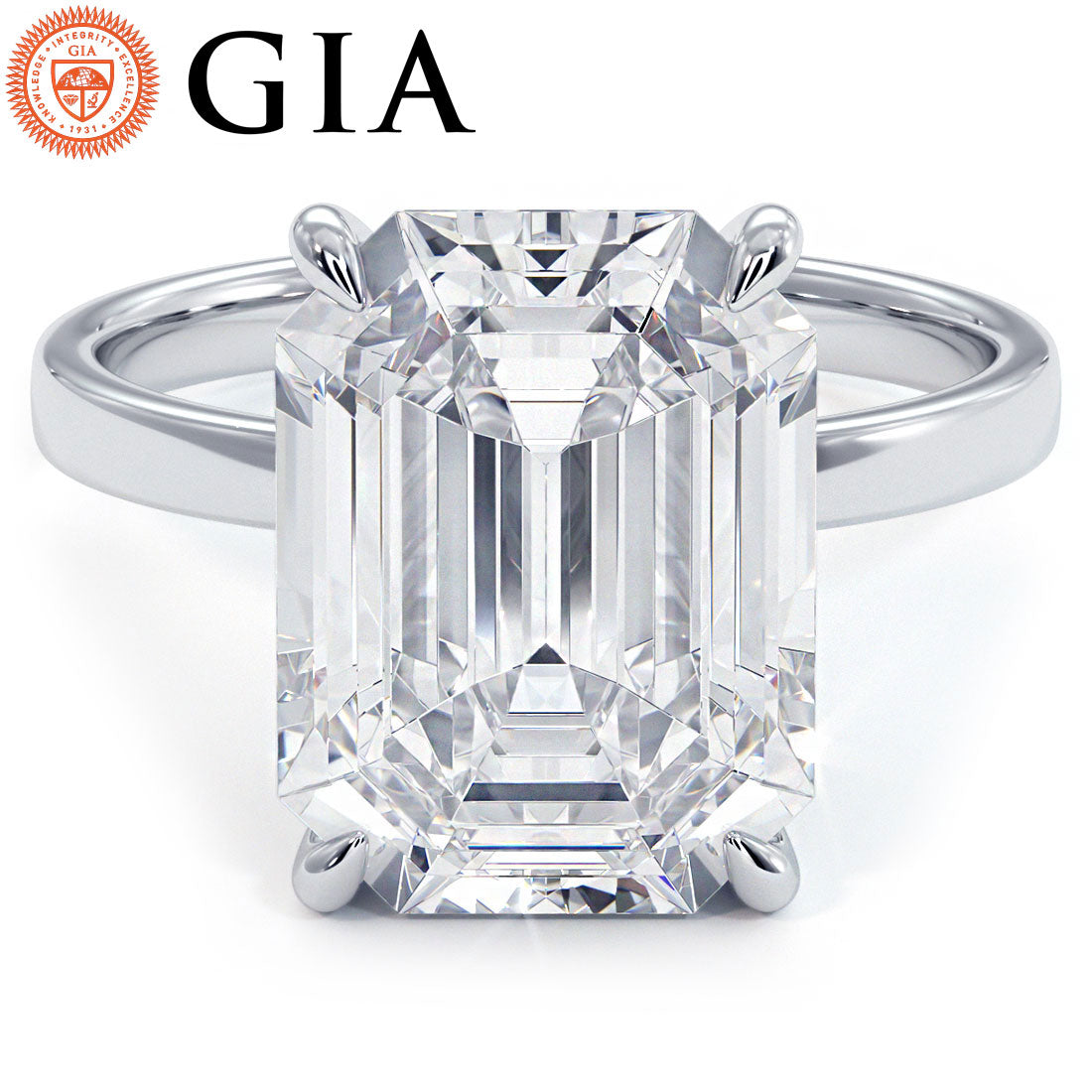 5 Carat Emerald Cut Micropavé Wire Basket