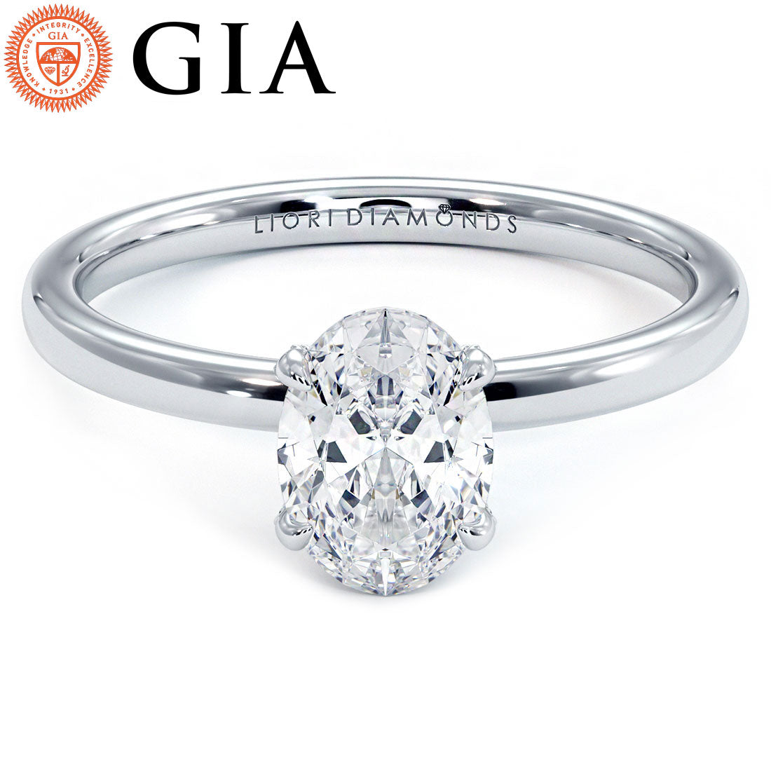 1 Carat Oval Cut Micropavé Wire Basket