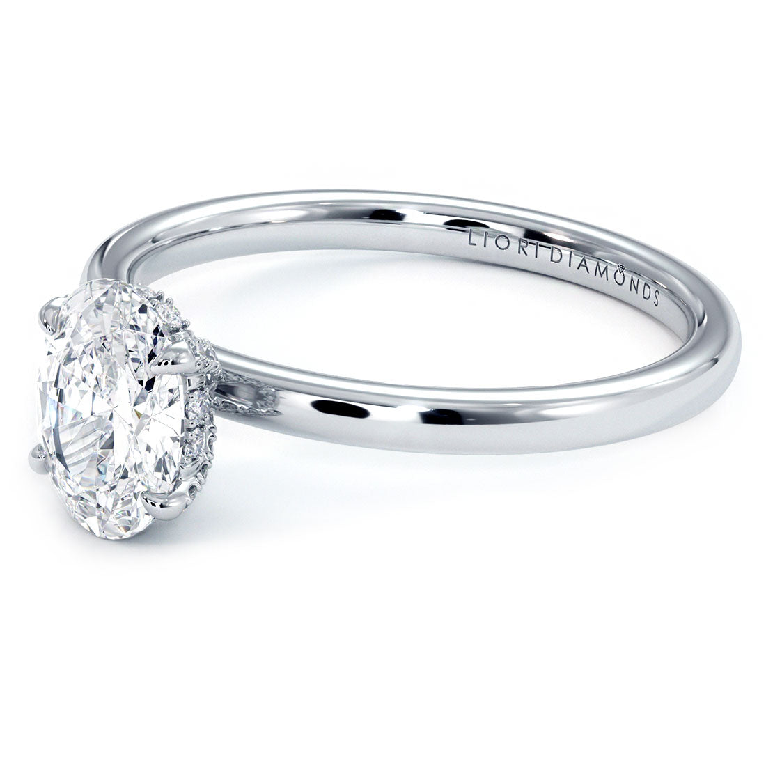 1 Carat Oval Cut Micropavé Wire Basket