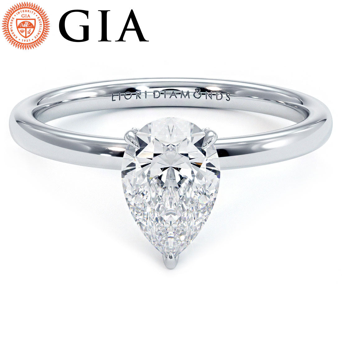 1 Carat Pear Shape Micropavé Wire Basket