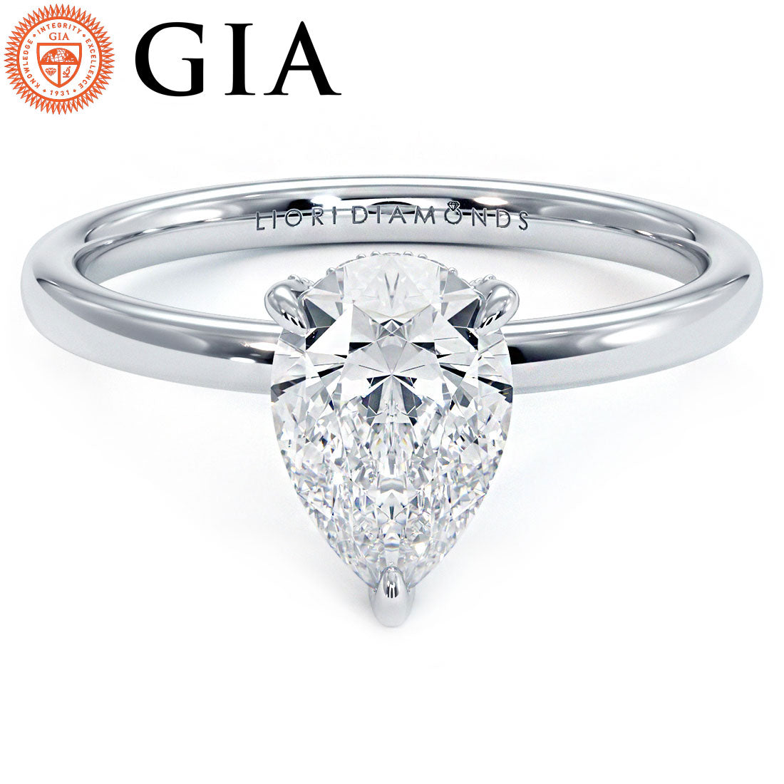 1.5 Carat Pear Shape Micropavé Wire Basket