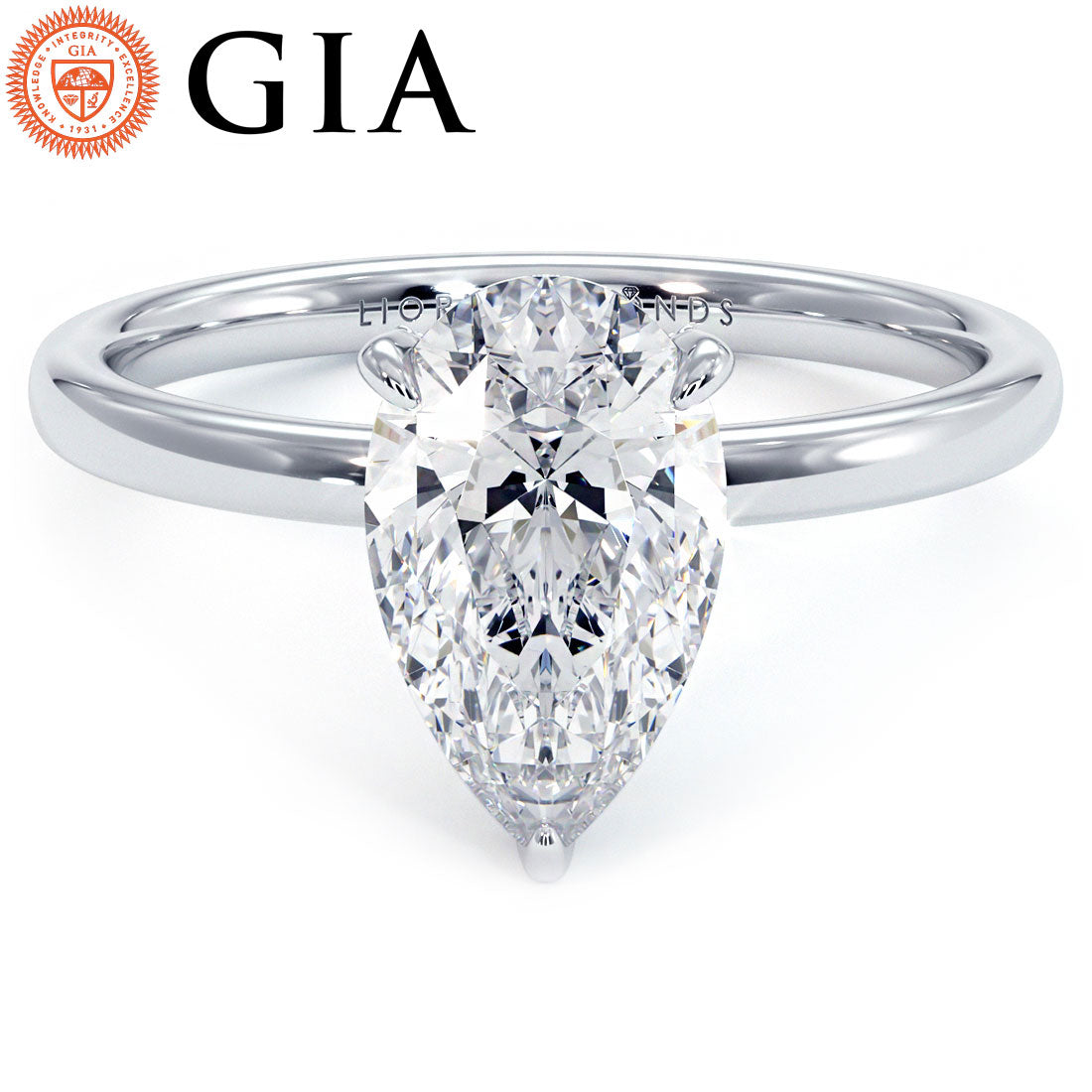 2 Carat Pear Shape Micropavé Wire Basket