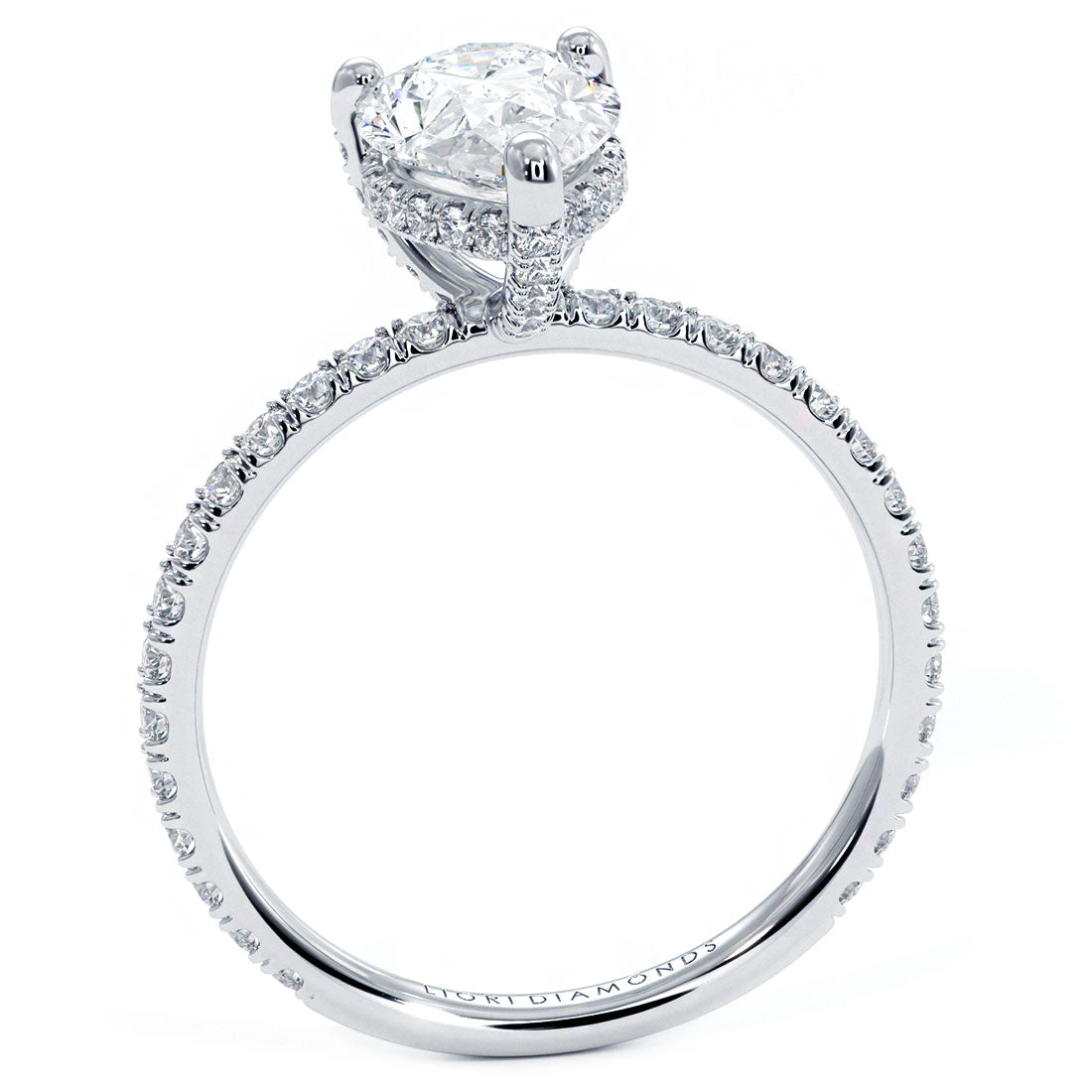 1.5 Carat Pear Shape Petite Micropavé Wire Basket