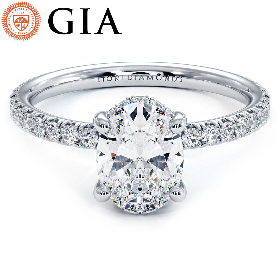 1.5 Carat Oval Cut Petite Micropavé Wire Basket