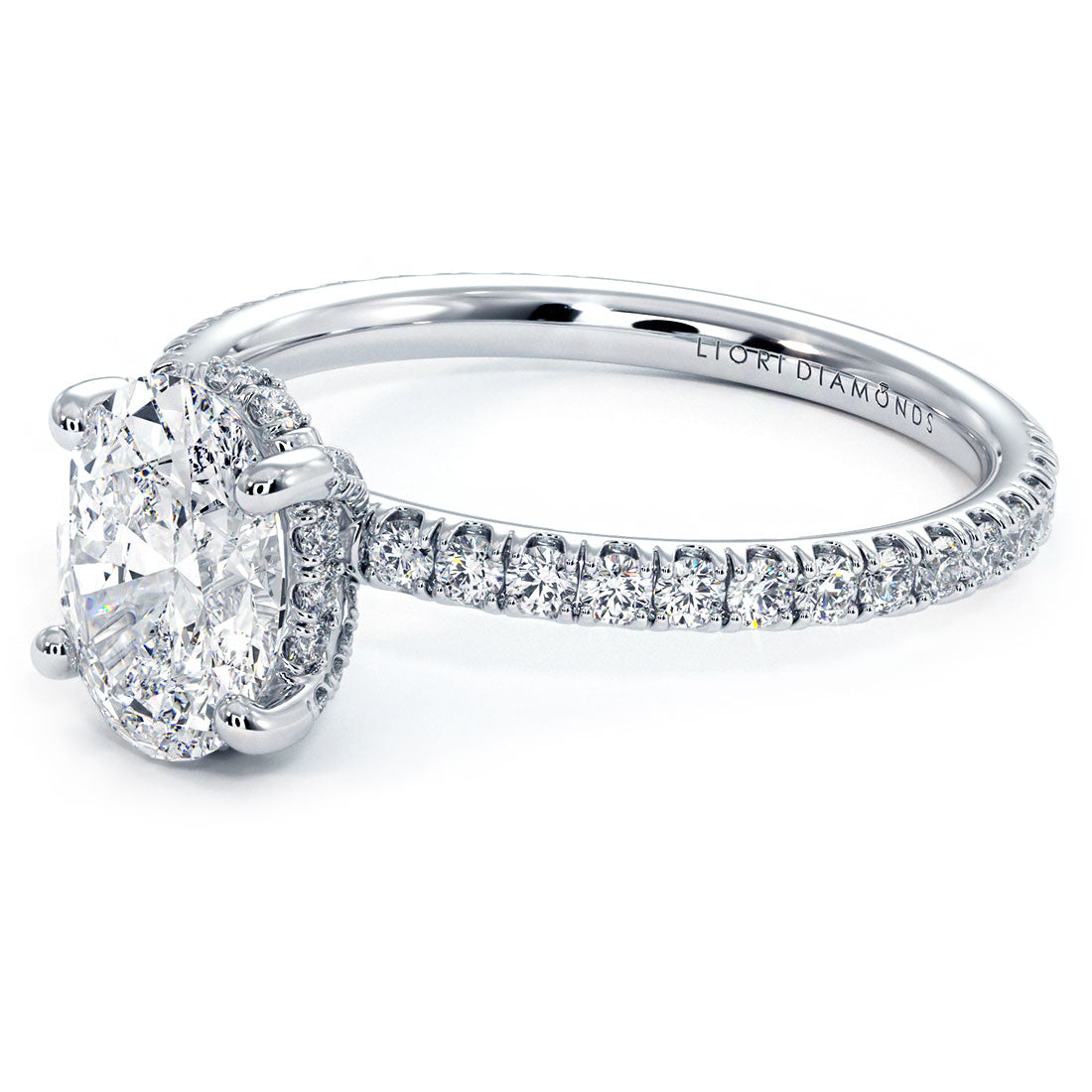 1.5 Carat Oval Cut Petite Micropavé Wire Basket