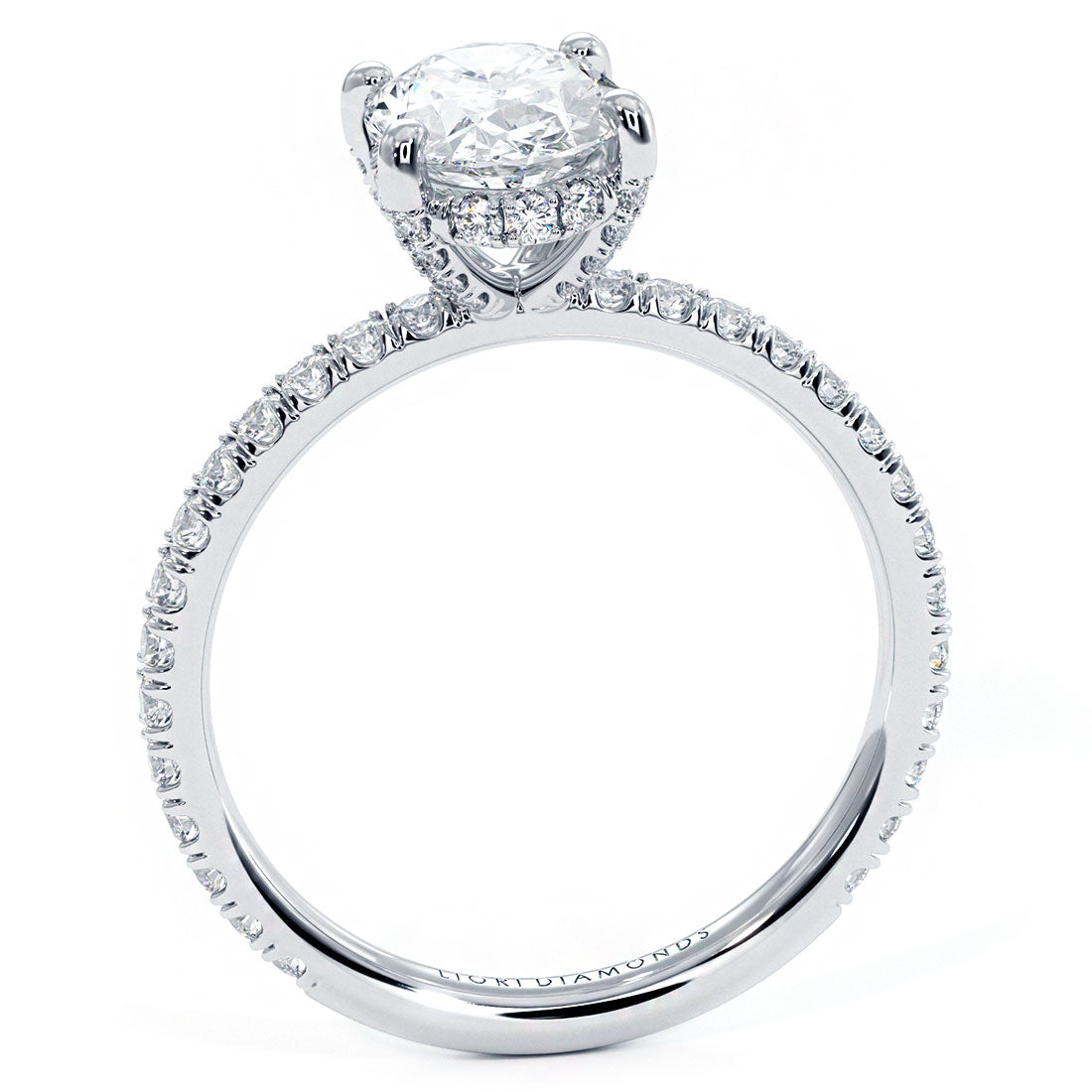 1.5 Carat Oval Cut Petite Micropavé Wire Basket