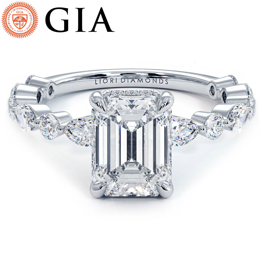 2 Carat Emerald Cut Alternating Round & Marquise