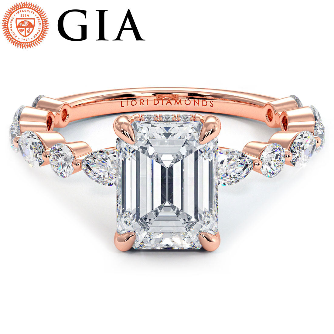 2 Carat Emerald Cut Alternating Round & Marquise