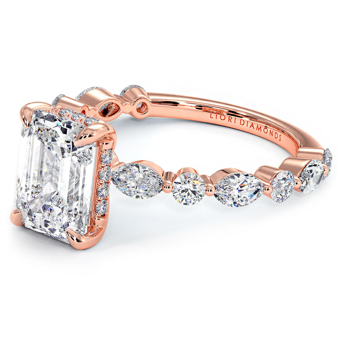 2 Carat Emerald Cut Alternating Round & Marquise