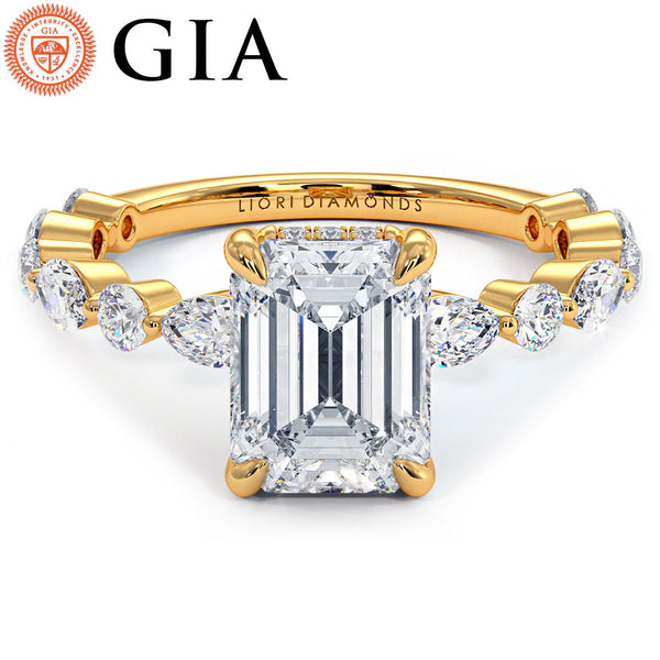 2 Carat Emerald Cut Alternating Round & Marquise