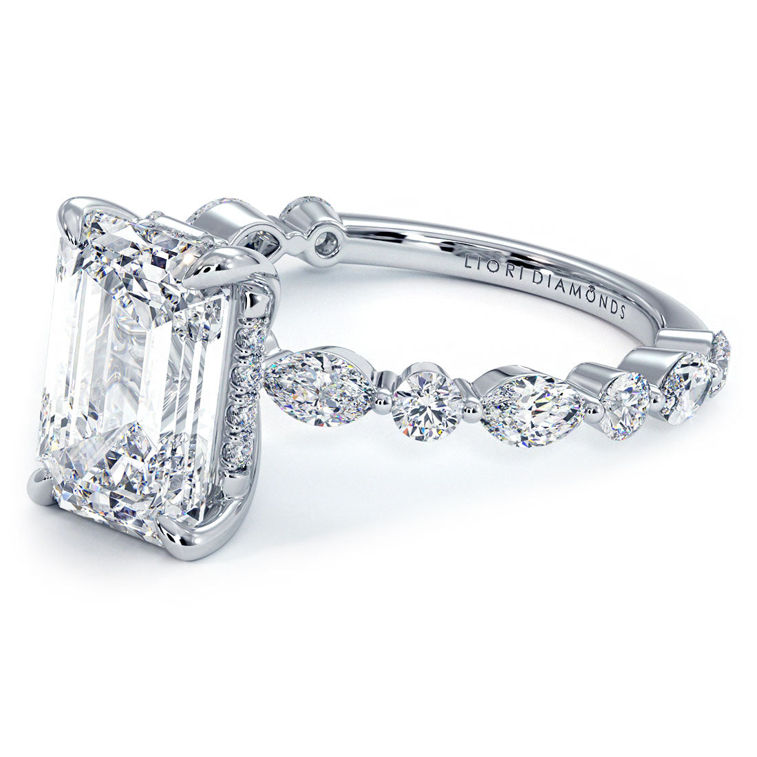 3 Carat Emerald Cut Alternating Round & Marquise