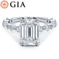 4.19ctw GIA Certified Emerald Cut Alternating Round & Marquise Lab Grown Diamond Engagement Ring set in 14k White Gold