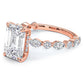 4.19ctw GIA Certified Emerald Cut Alternating Round & Marquise Lab Grown Diamond Engagement Ring set in 14k Rose Gold