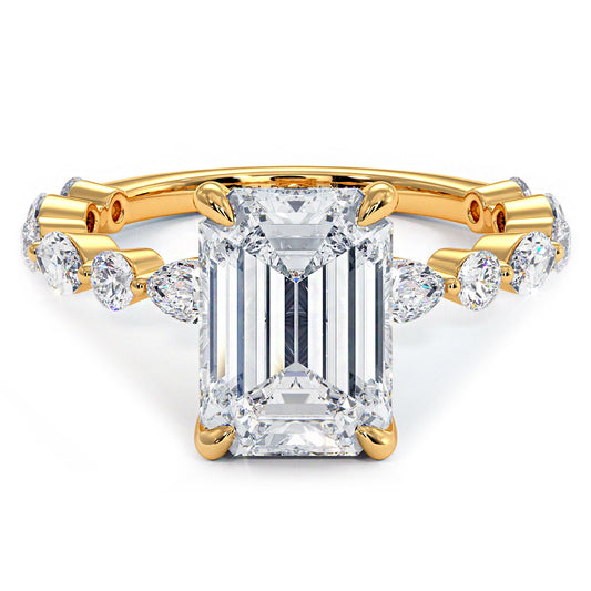 3 Carat Emerald Cut Alternating Round & Marquise