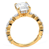 4.19ctw GIA Certified Emerald Cut Alternating Round & Marquise Lab Grown Diamond Engagement Ring set in 14k Yellow Gold