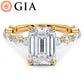 4.19ctw GIA Certified Emerald Cut Alternating Round & Marquise Lab Grown Diamond Engagement Ring set in 14k Yellow Gold