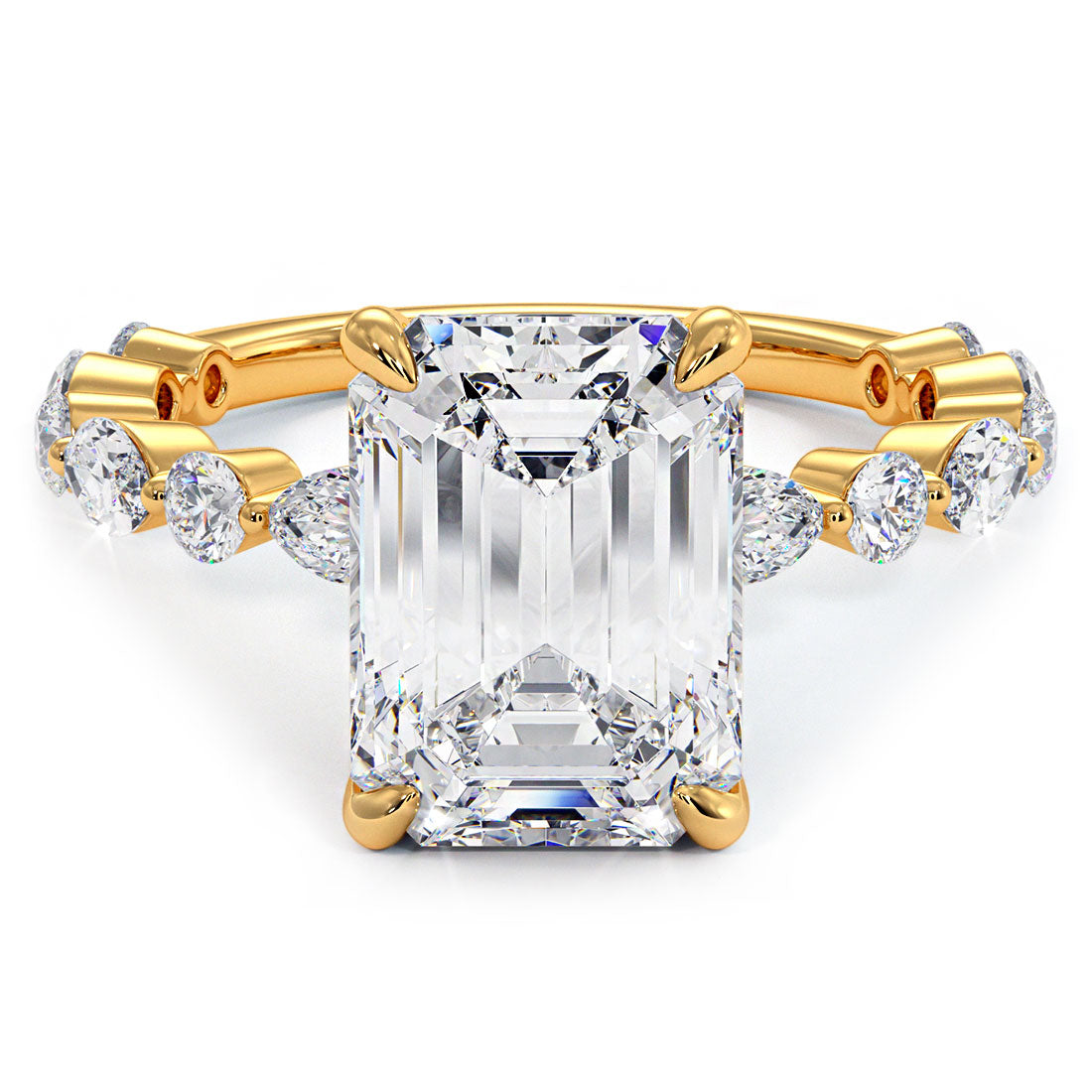 4 Carat Emerald Cut Alternating Round & Marquise