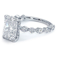 4.20ctw GIA Certified Radiant Cut Alternating Round & Marquise Lab Grown Diamond Engagement Ring set in 14k White Gold