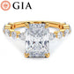 4.20ctw GIA Certified Radiant Cut Alternating Round & Marquise Lab Grown Diamond Engagement Ring set in 14k Yellow Gold