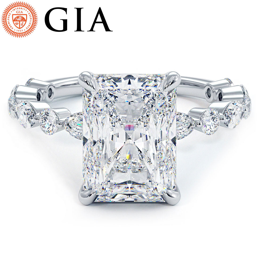 4 Carat Radiant Cut Alternating Round & Marquise