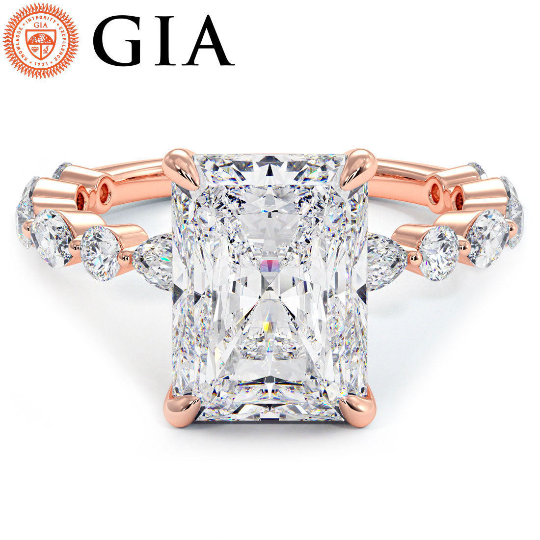 4 Carat Radiant Cut Alternating Round & Marquise