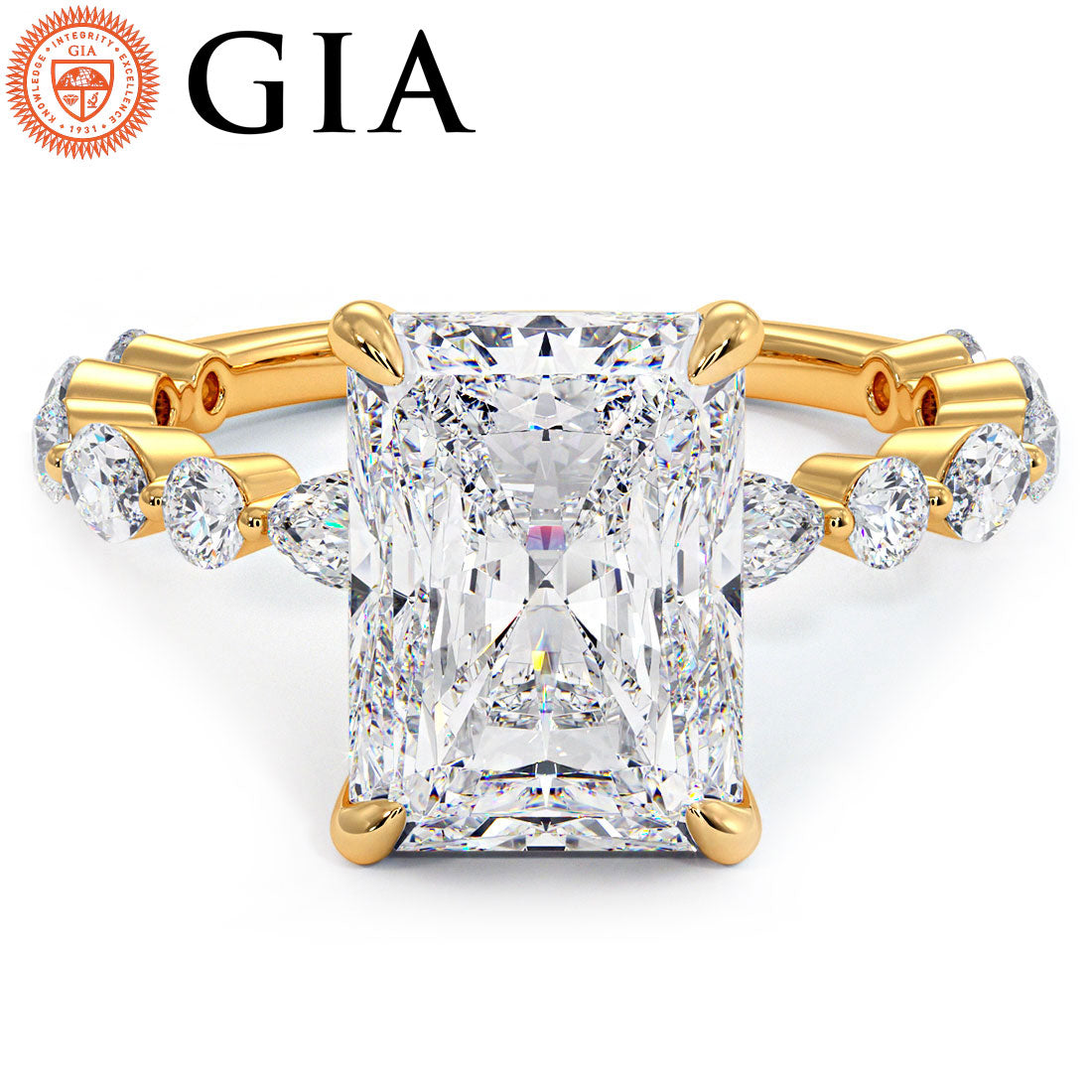 4 Carat Radiant Cut Alternating Round & Marquise