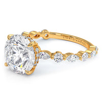 3.92ctw Round Brilliant F-VS1 Alternating Round & Marquise Lab Grown Diamond Engagement Ring set in 14k Yellow Gold