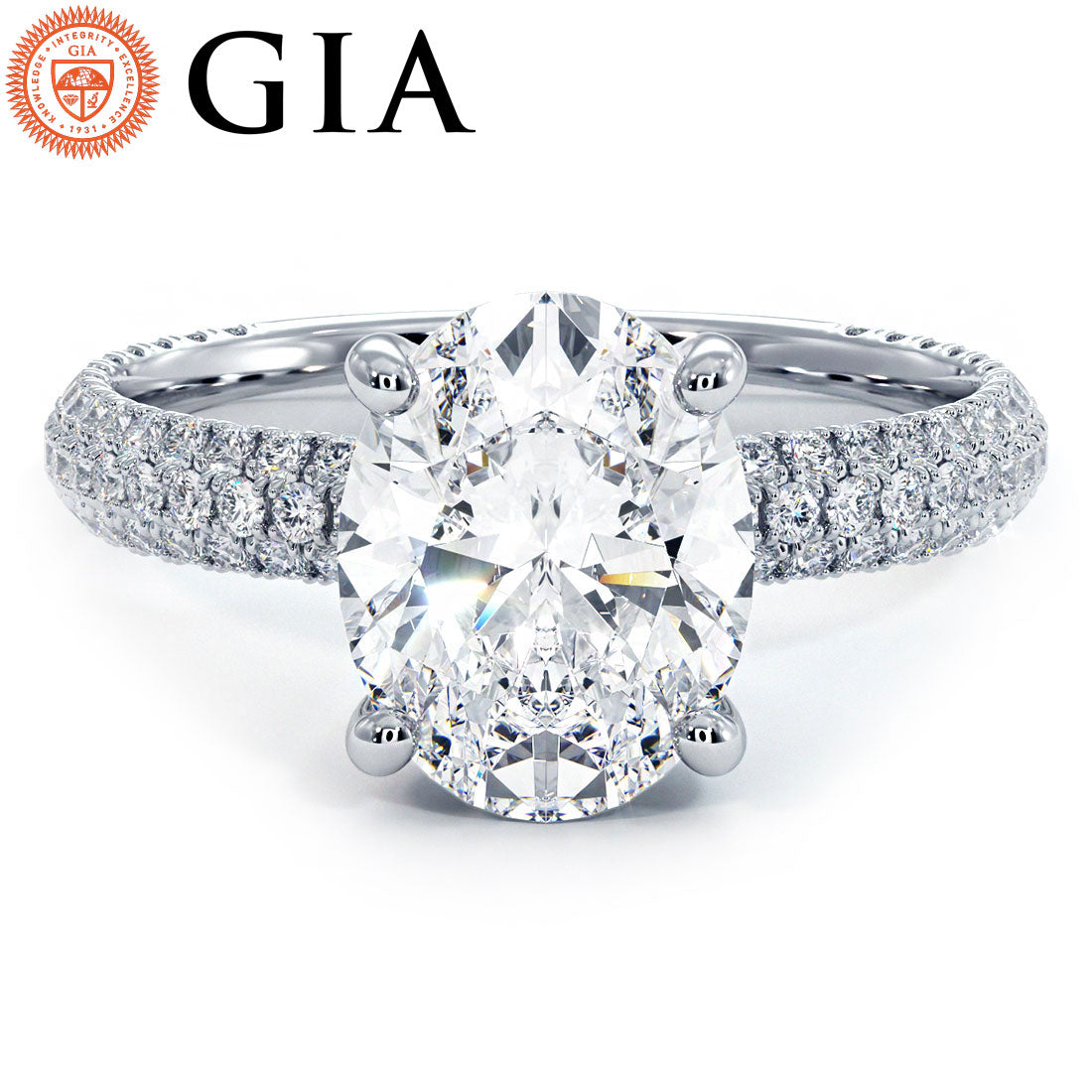 2 Carat Oval Cut Trio Micropavé