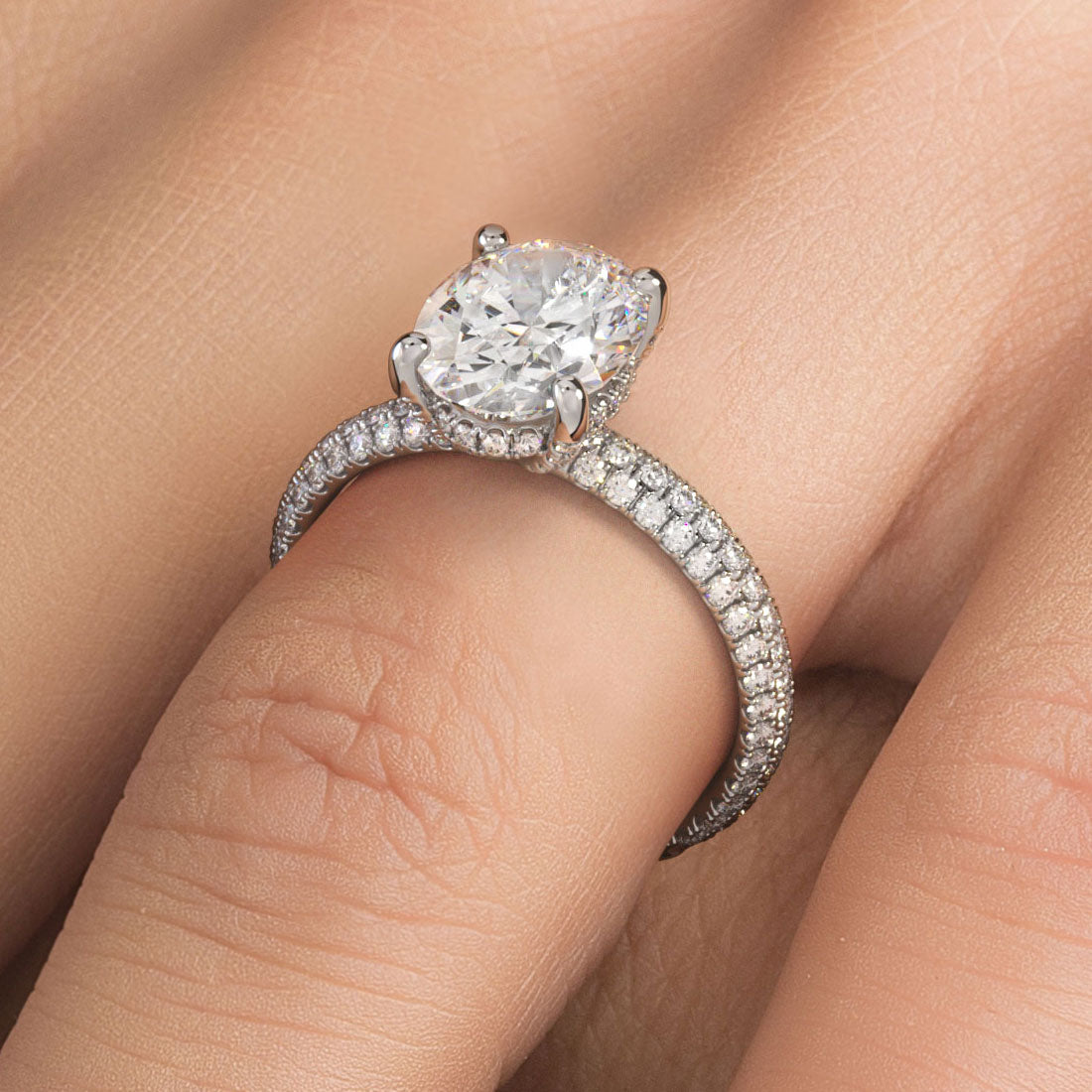 2 Carat Oval Cut Trio Micropavé