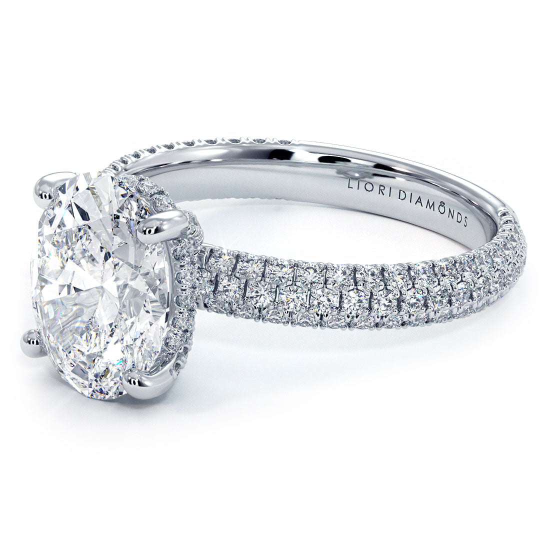 2 Carat Oval Cut Trio Micropavé