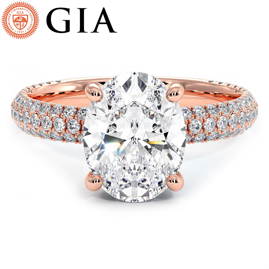 2 Carat Oval Cut Trio Micropavé