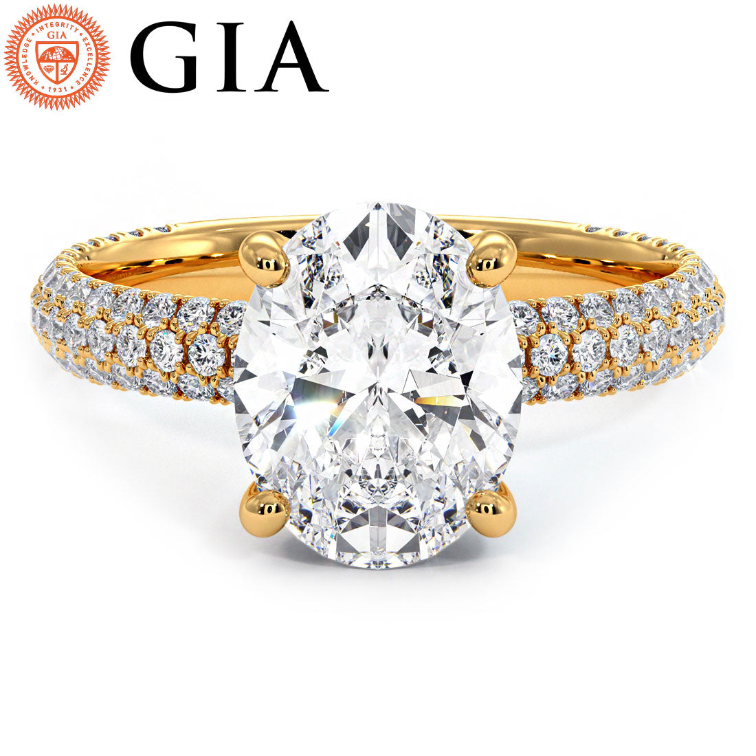 2 Carat Oval Cut Trio Micropavé