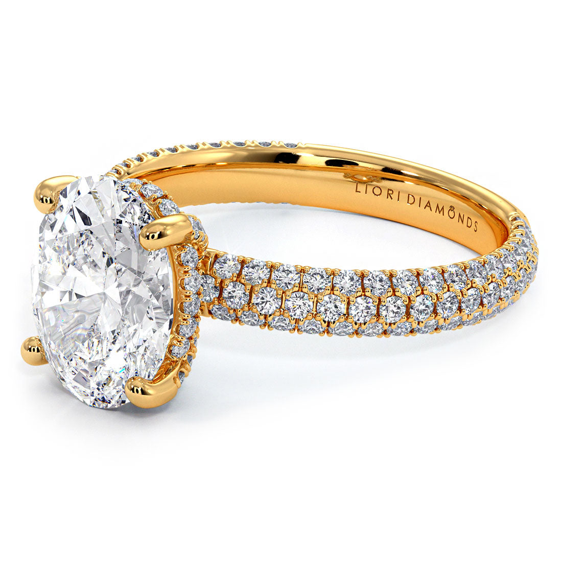 2 Carat Oval Cut Trio Micropavé