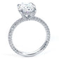 6.05ctw Oval Cut Trio Micropavé Lab Grown Diamond Engagement Ring set in Platinum