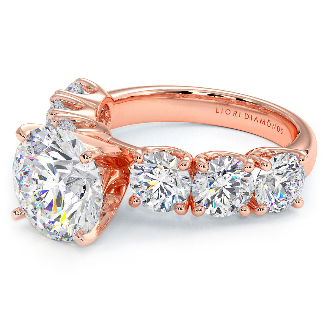 5.70ctw F-VS1 Round Brilliant XL Buttercup Lab Grown Diamond Engagement Ring 14k Rose Gold