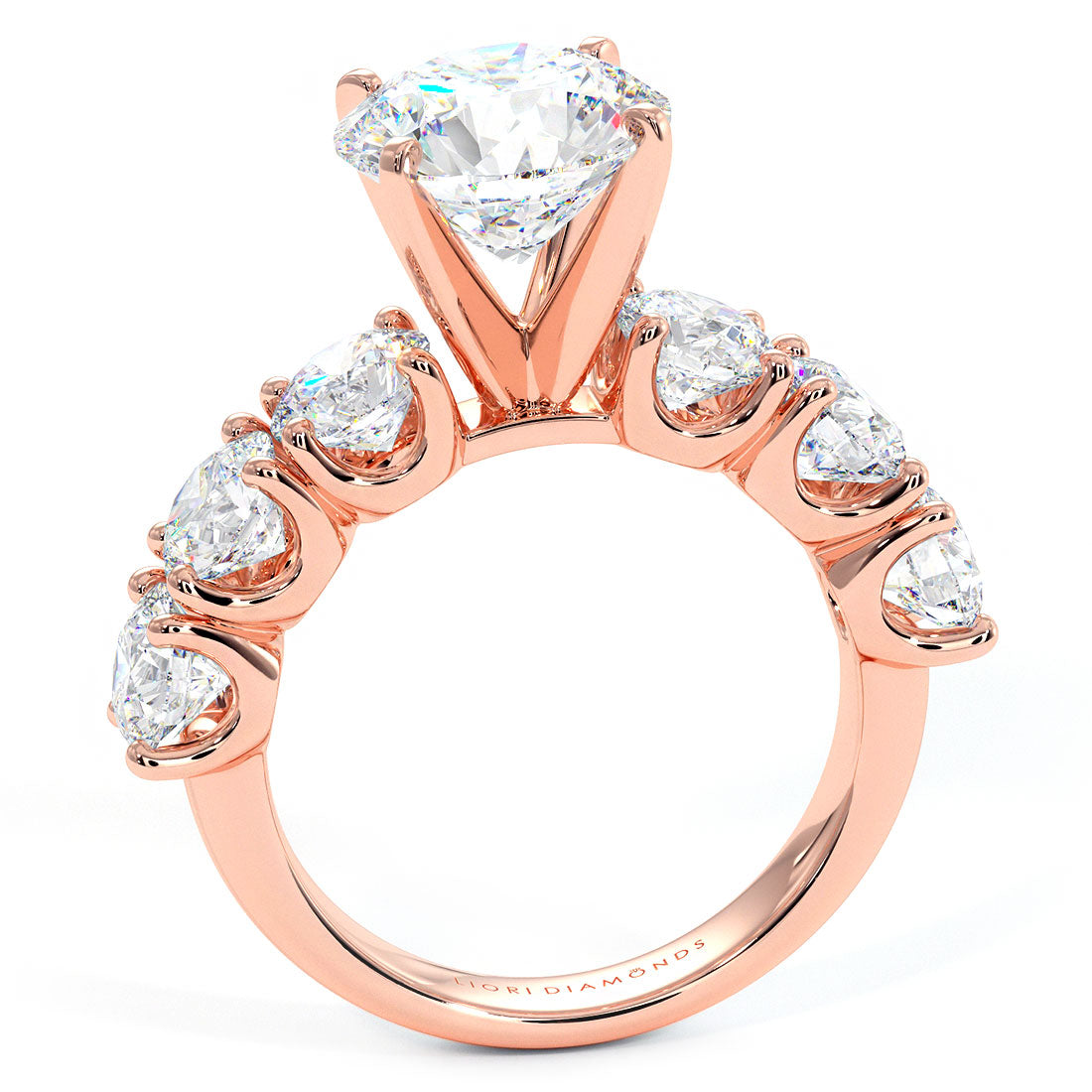 5.70ctw F-VS1 Round Brilliant XL Buttercup Lab Grown Diamond Engagement Ring 14k Rose Gold
