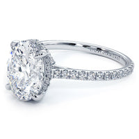 2.45ctw GIA Certified Oval Cut Petite Micropavé Lab Grown Diamond Engagement Ring set in Platinum