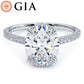 2.45ctw GIA Certified Oval Cut Petite Micropavé Lab Grown Diamond Engagement Ring set in 14k White Gold