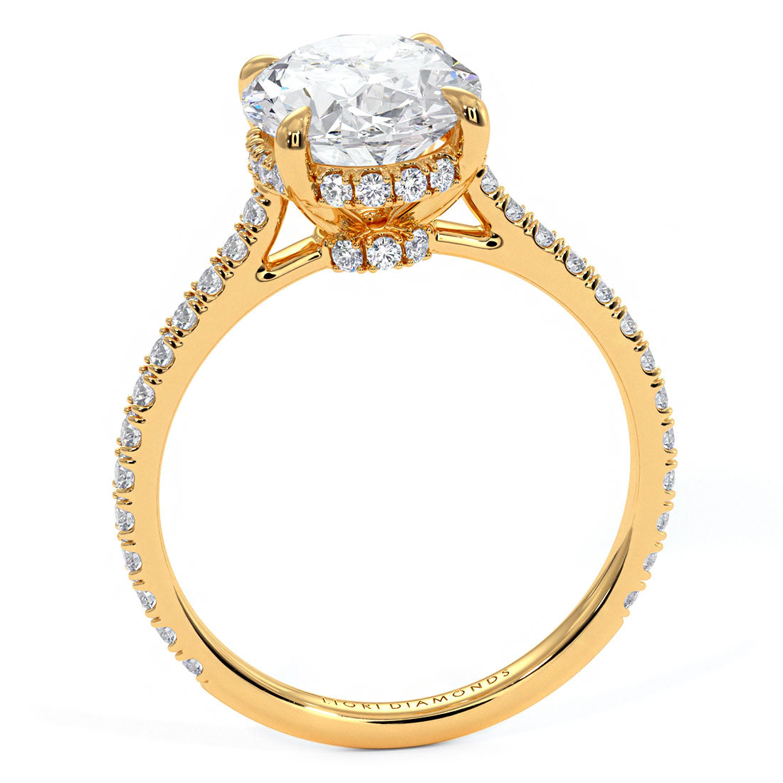 2.55ctw GIA Certified Oval Cut Petite Micropav Lab Grown Diamond Engagement Ring set in 14k Yellow Gold 2.55ctw GIA Certified Oval Cut Petite Micropav Lab Grown Diamond Engagement Ring set in 14k Yellow Gold