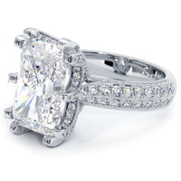 5.54ctw GIA Certified E-VS1 Radiant Cut Milgrain Vintage Style Lab Grown Diamond Engagement Ring set in 18k White Gold