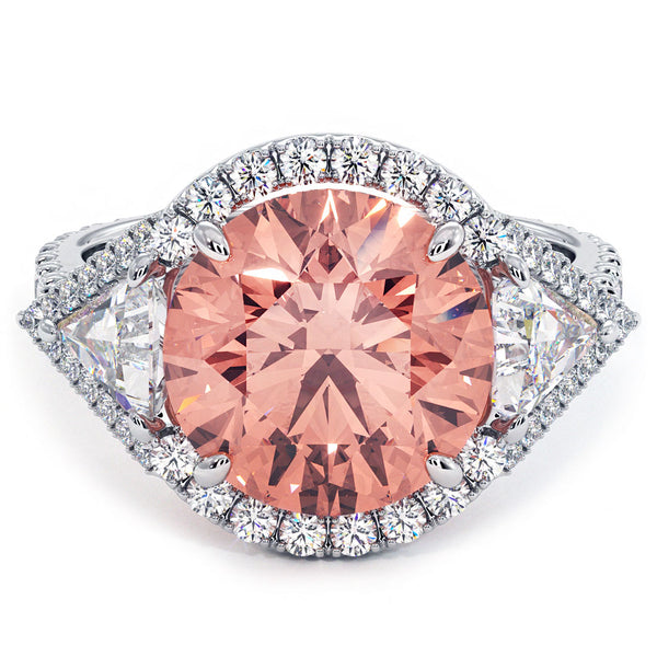 7.28ctw Fancy Intense Pink Lab Grown Diamond Engagement Ring set in 14k White Gold