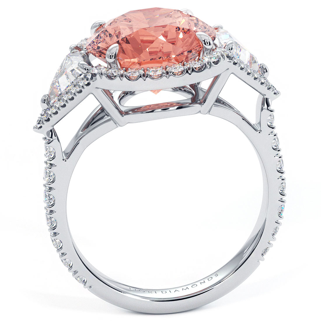 7.28ctw Fancy Intense Pink Lab Grown Diamond Engagement Ring set in 14k White Gold