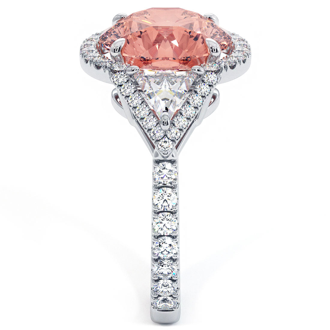 7.28ctw Fancy Intense Pink Lab Grown Diamond Engagement Ring set in 14k White Gold