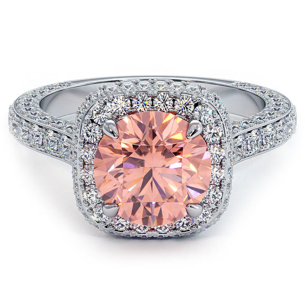 4.18ctw Fancy Intense Pink Lab Grown Diamond Engagement Ring set in 14k White Gold