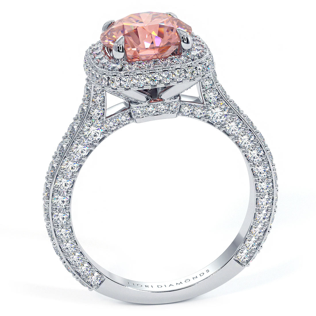 4.18ctw GIA Certified Fancy Intense Pink Lab Grown Diamond Engagement Ring 18k White Gold
