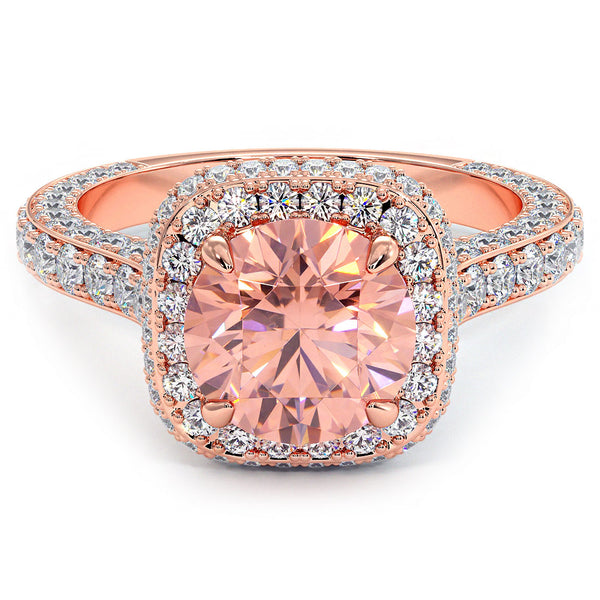 4.18ctw Fancy Intense Pink Lab Grown Diamond Engagement Ring set in 14k Rose Gold