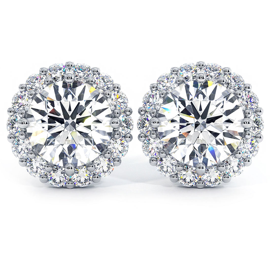 7.20ctw Round Brilliant Prong Halo Diamond Studs Earrings 14k White Gold