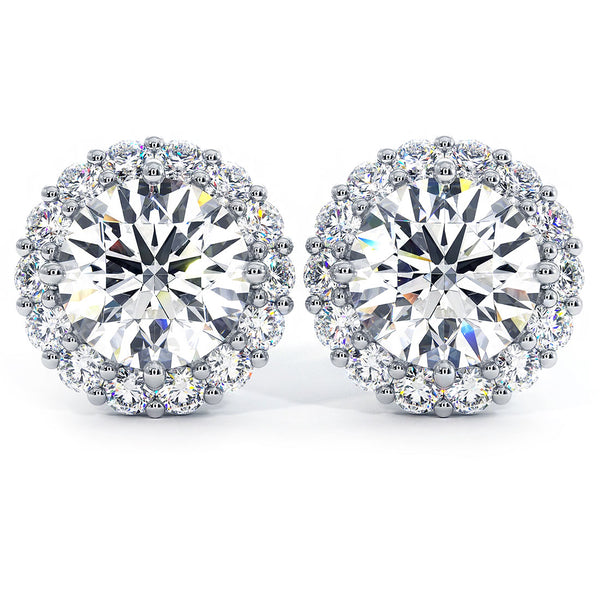 7.20ctw Round Brilliant Prong Halo Diamond Studs Earrings 14k White Gold