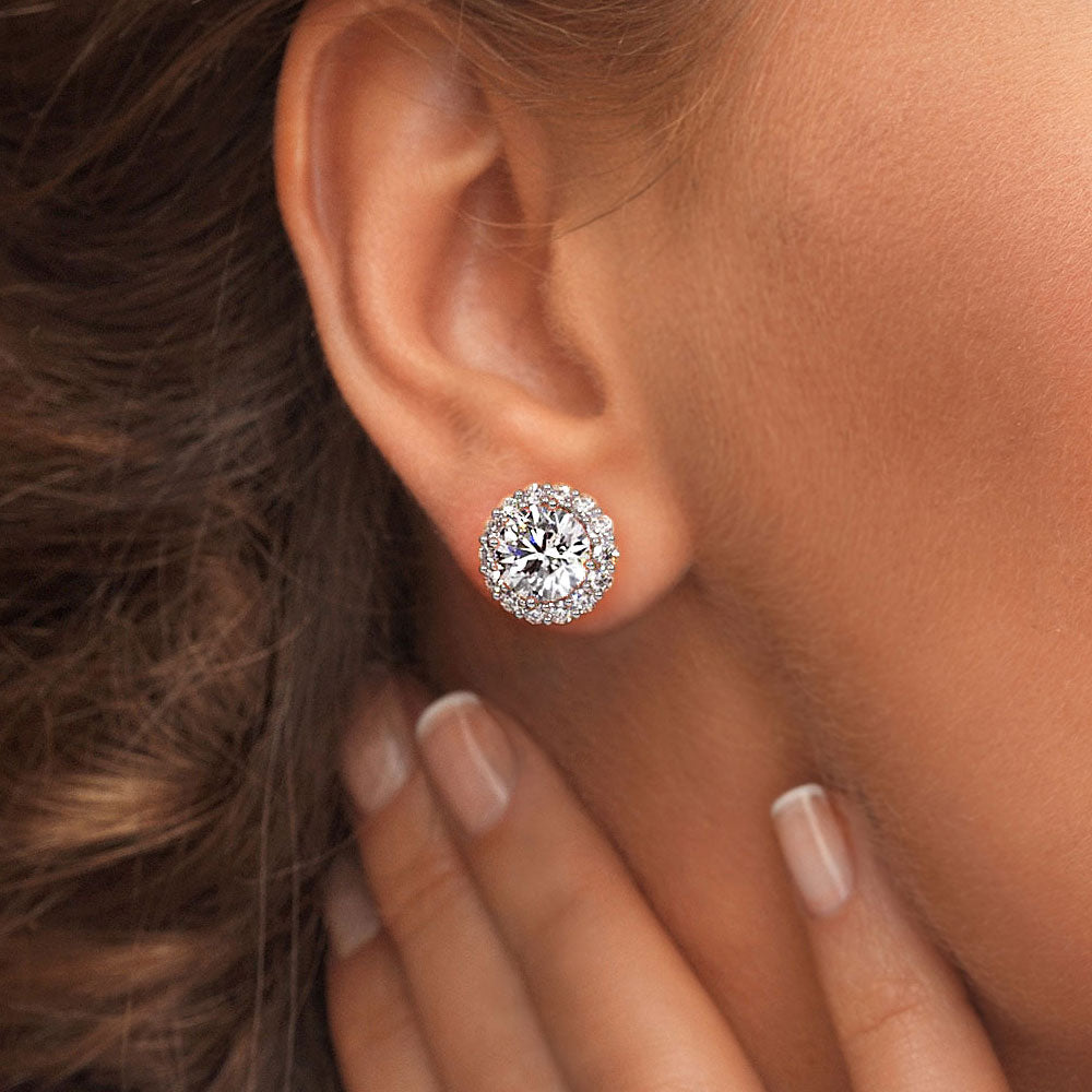 7.20ctw Round Brilliant Prong Halo Diamond Studs Earrings 14k White Gold